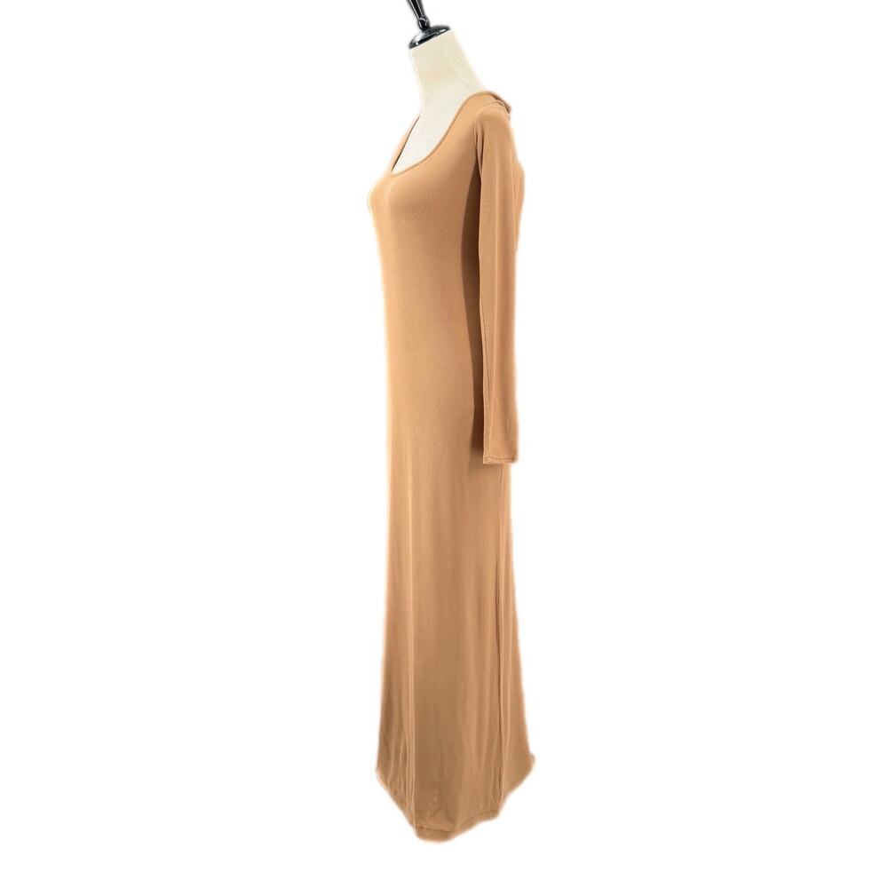 Skims Tan Ribbed Soft Lounge Bodycon Feminine Flirty Versatile Long Maxi Dress - Picture 3 of 9